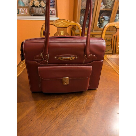 McKlein Handbags - Deep Red Leather MCKLEIN Laptop 17"X 13"X 4"